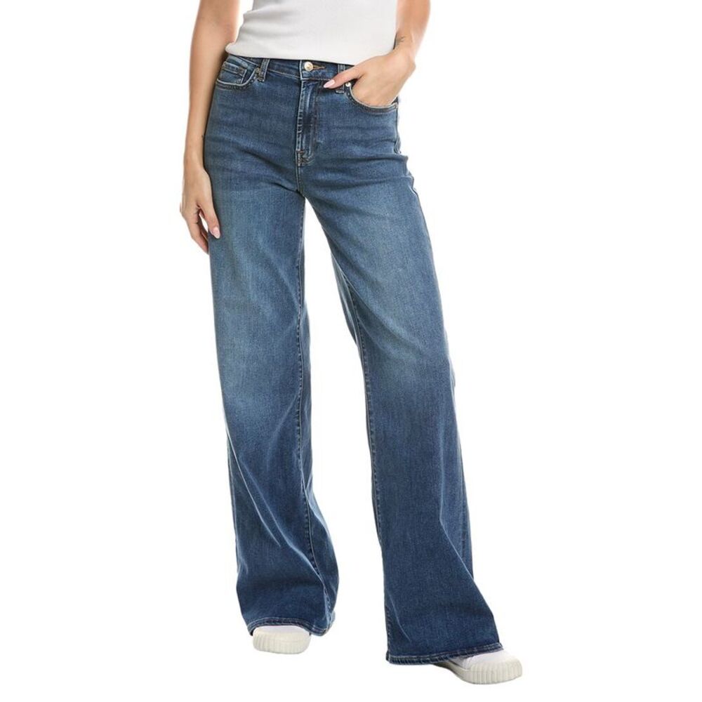 7 For All Mankind Womens  Lotta Atlanta Wide Leg Jean, Blue
